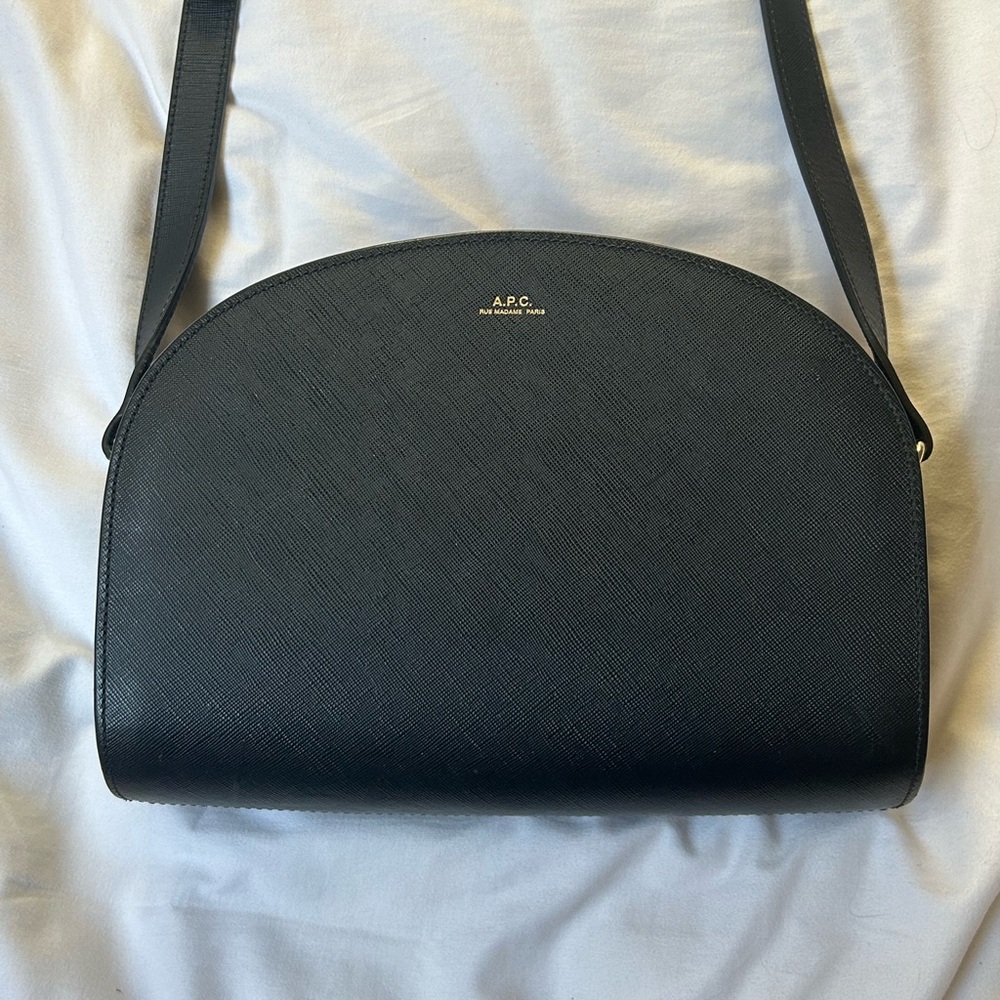 A.P.C. Demi-Lune Black Leather Bag